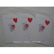 Corazón grabado en relieve de impresión Die-Cut Holiday Tarjeta de felicitación con Envelop